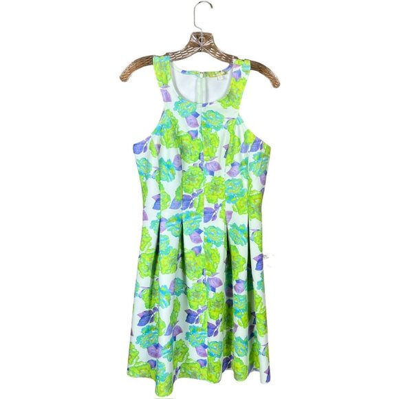 Gianni Bini Neon Floral A Line Scuba Short Dress - Picture 1 of 6